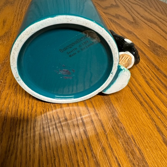 Bergschrund Seattle Teal Mug Tuxedo Cat Handle Green Frog 3D Design c. 1991 - Picture 3 of 5